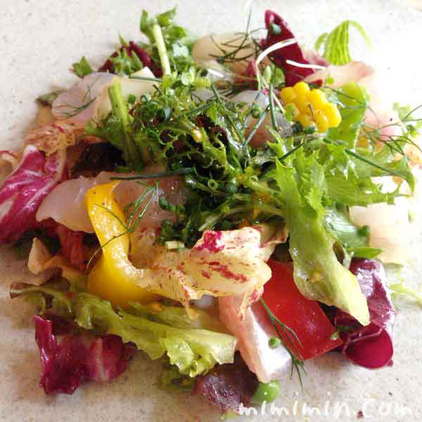 20種類以上の彩り野菜と本日鮮魚のカルパッチョの画像
