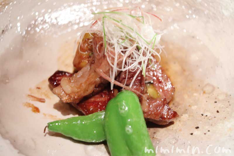 肉料理 サーロインと丸茄子の山椒ソース　織野菜|日本料理 舞の写真
