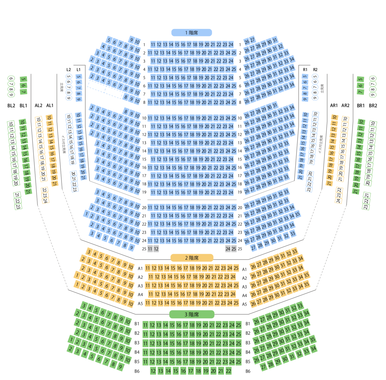 KAAT神奈川芸術劇場の座席表の画像