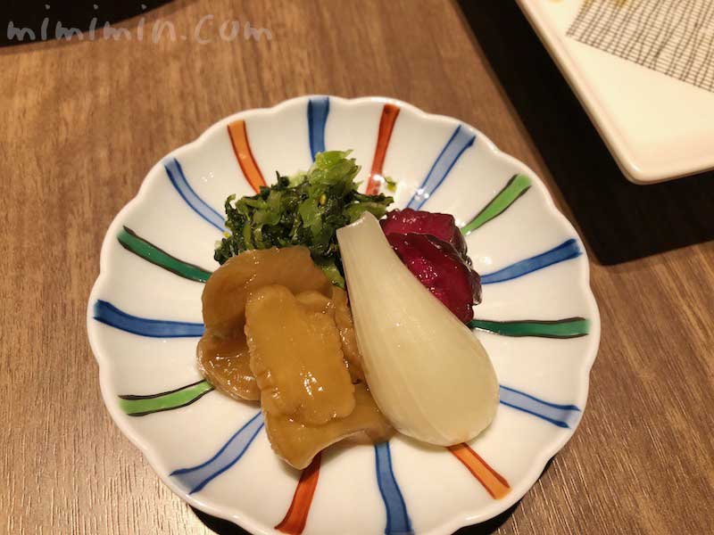 種子島いわさきホテルのレストラン「ティアラ」の夕食　漬物の画像